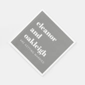 Serviette En Papier Typographie Gris moderne et Mariage blanc (Coin)
