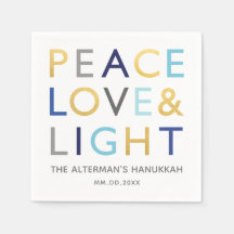 Typographie Love & Light Hanukkah Fête Or Bleu