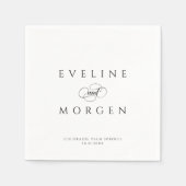 Serviette En Papier Typographie Mariage noir personnalisable simple (Devant)