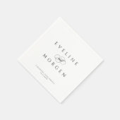 Serviette En Papier Typographie Mariage noir personnalisable simple (Coin)