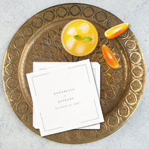 Serviette En Papier Typographie minimale Mariage noir et blanc