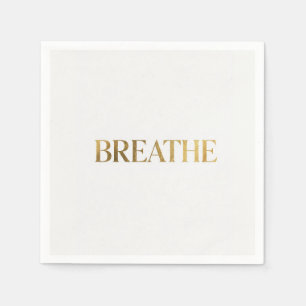 Serviette En Papier Typographie minimaliste avec le mot or respirer