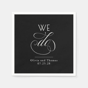 Serviette En Papier Typographie minimaliste moderne Mariage noir Nous 