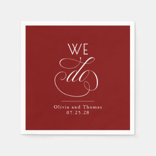 Serviette En Papier Typographie minimaliste moderne Rouge Mariage On s