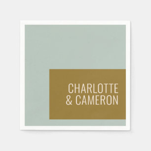 Serviette En Papier Typographie moderne audacieuse Mariage bleu et oli