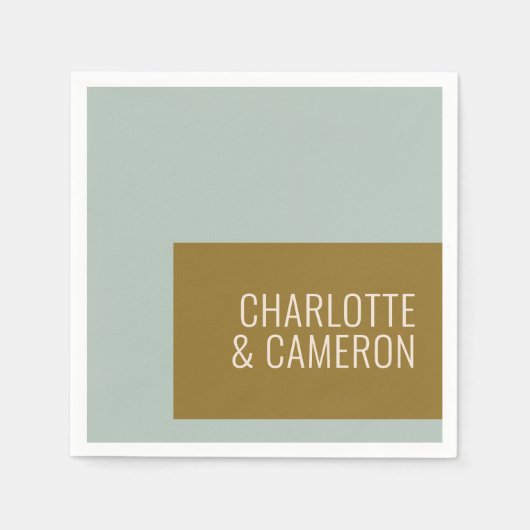 Serviette En Papier Typographie moderne audacieuse Mariage bleu et oli (Devant)