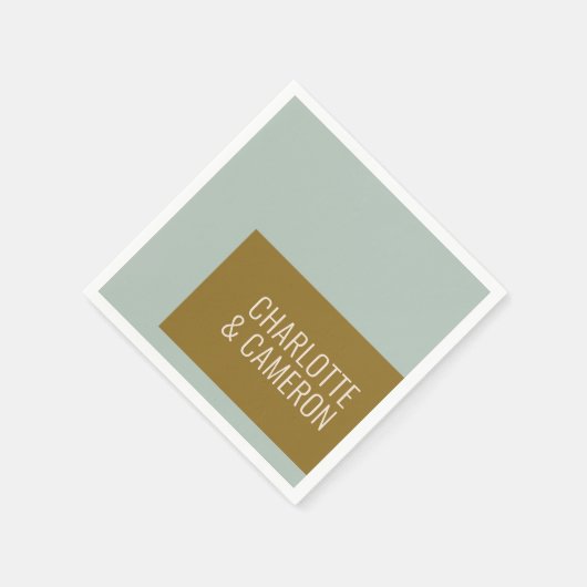 Serviette En Papier Typographie moderne audacieuse Mariage bleu et oli (Coin)