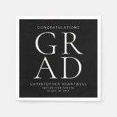 Serviette En Papier Typographie moderne Black White Graduation Party (Devant)