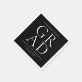 Serviette En Papier Typographie moderne Black White Graduation Party (Coin)