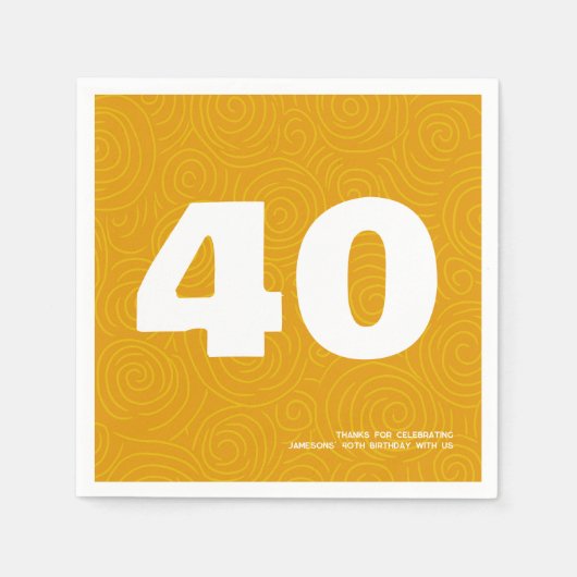 Serviette En Papier Typographie moderne en gras 40e fête d'anniversair (Devant)