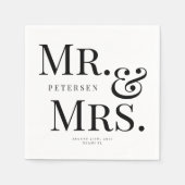 Serviette En Papier Typographie moderne et audacieuse M. et Mme mariag (Devant)