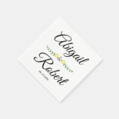 Serviette En Papier Typographie moderne et fleurs jaunes mariage (Coin)