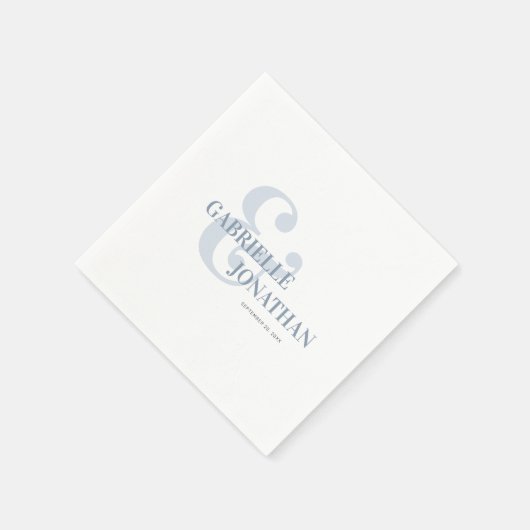 Serviette En Papier Typographie moderne Gras Dusty Mariage bleu (Coin)