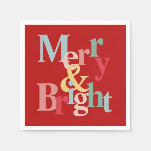 Serviette En Papier Typographie moderne Joyeux et rouge vif (Devant)