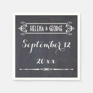 Serviette En Papier Typographie moderne, mariage vintage de tableau no