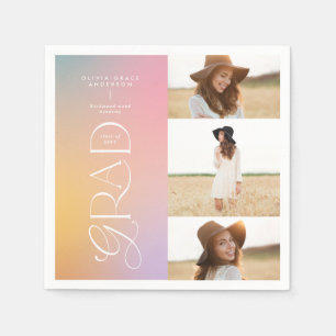 Serviette En Papier Typographie moderne multi photo diplômé accueil