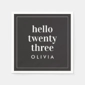 Serviette En Papier Typographie moderne noir blanc 21 anniversaire pho (Devant)