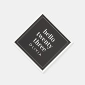 Serviette En Papier Typographie moderne noir blanc 21 anniversaire pho (Coin)
