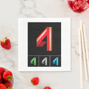 Serviette En Papier Typographie moderne numéro 4 géométrique élégante
