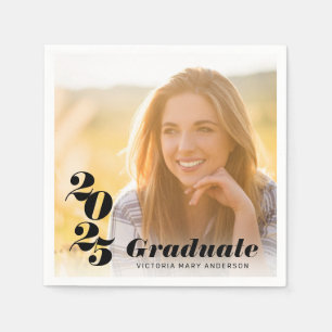 Serviette En Papier Typographie Moderne Photo Diplômé 2026