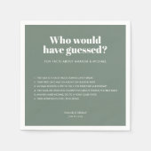 Serviette En Papier Typographie moderne Sage Vert Mariage Fun Faits (Devant)