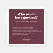 Serviette En Papier Typographie moderne Vin Rouge Mariage Fun Faits (Devant)