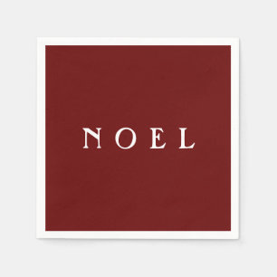 Serviette En Papier Typographie NOEL Rouge Simple Minimaliste Moderne