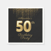 Serviette En Papier Typographie noir et or Cinquante-cinquantième anni (Devant)