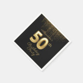 Serviette En Papier Typographie noir et or Cinquante-cinquantième anni (Coin)