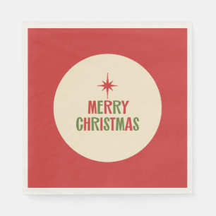 Serviette En Papier Typographie rétro du Joyeux Noël du Moyen-siècle
