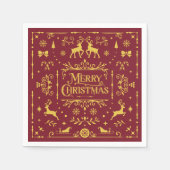 Serviette En Papier Typographie rouge Joyeux Noël (Devant)