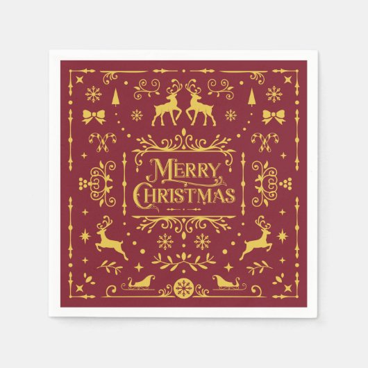 Serviette En Papier Typographie rouge Joyeux Noël (Devant)