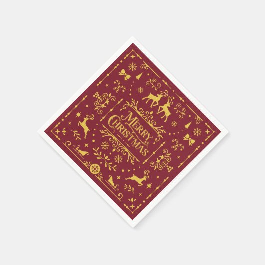 Serviette En Papier Typographie rouge Joyeux Noël (Coin)