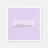 Serviette En Papier Typographie & Script Lilac Lavender Monogramme (Devant)