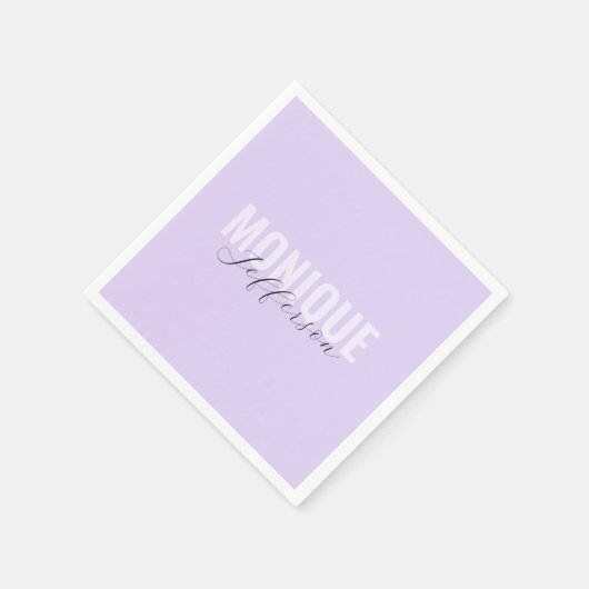 Serviette En Papier Typographie & Script Lilac Lavender Monogramme (Coin)