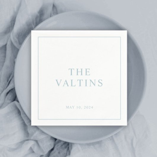 Serviette En Papier Typographie simple Dusty Mariage bleu serviettes
