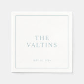 Serviette En Papier Typographie simple Dusty Mariage bleu serviettes (Devant)