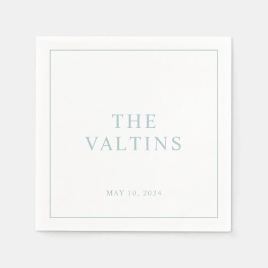 Serviette En Papier Typographie simple Dusty Mariage bleu serviettes (Devant)