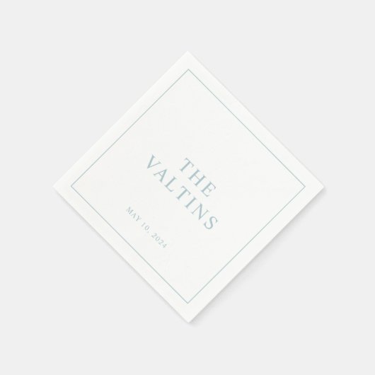 Serviette En Papier Typographie simple Dusty Mariage bleu serviettes (Coin)