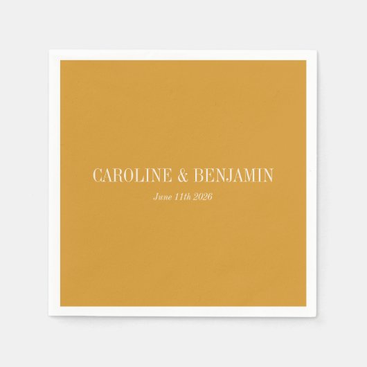 Serviette En Papier Typographie simple et élégante Mariage ocre (Devant)