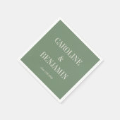 Serviette En Papier Typographie simple et élégante Mariage vert élégan (Coin)