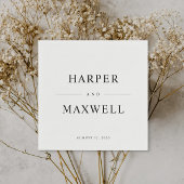 Serviette En Papier Typographie simple Mariage noir et blanc