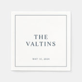 Serviette En Papier Typographie simple Marine Mariage Napkins (Devant)