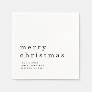 Serviette En Papier Typographie simple noir et blanc Joyeux Noël