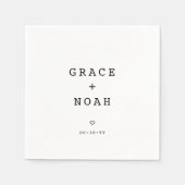 Serviette En Papier Typographie simple Noms Mariage moderne (Devant)