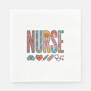 Serviette En Papier Typographie vintage d'infirmière icône médicale de