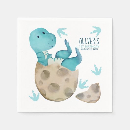 Serviette En Papier Tyrannosaurus Rex Dinosaur Boy Birthday Party (Devant)
