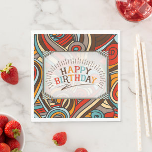 Serviette En Papier Tyrans de couleur et typographie Joyeux Anniversai