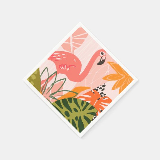 Serviette En Papier UA Flamant rose Jungle II (Coin)