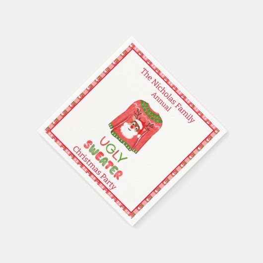 Serviette En Papier Ugly Sweater Funny Reindeer Christmas Party (Coin)